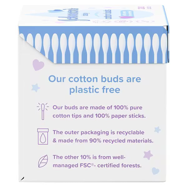 Johnson's Baby Cotton Buds 200 Pack Paper Sticks, UK version