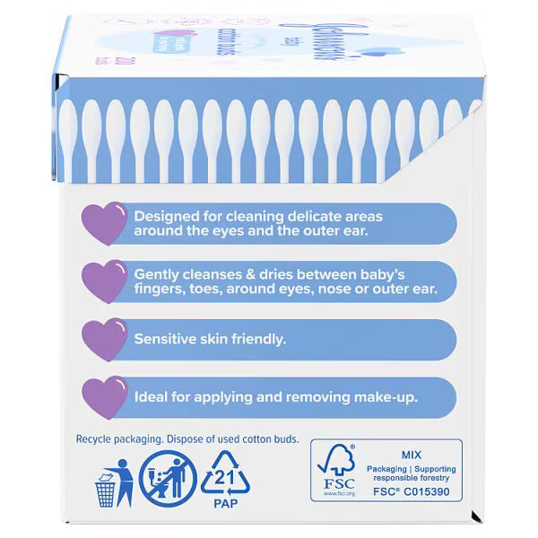Johnson's Baby Cotton Buds 200 Pack Paper Sticks, UK version