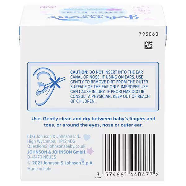 Johnson's Baby Cotton Buds 200 Pack Paper Sticks, UK version