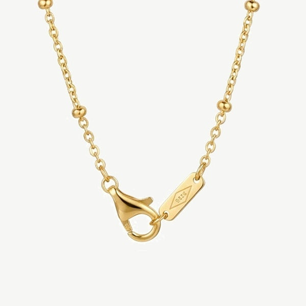 MUCHV square pearl necklace with bobble chain in gold - British product