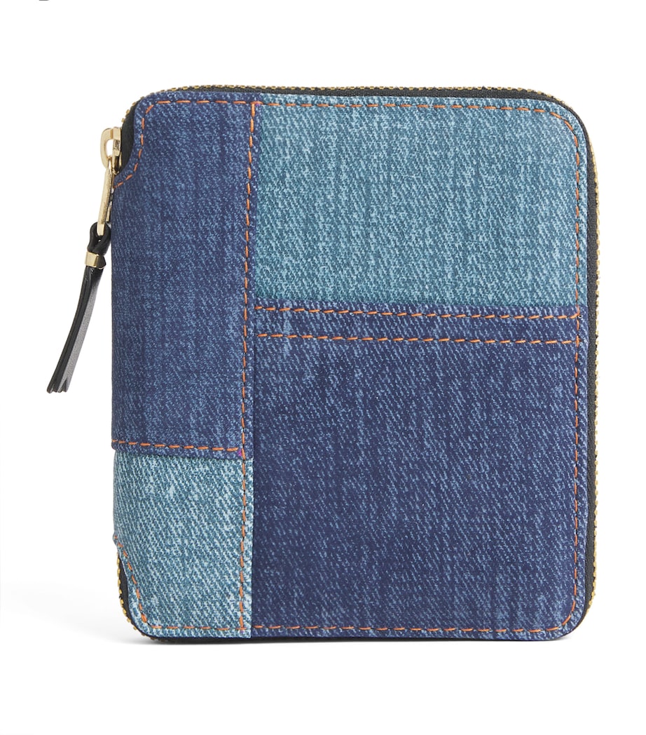 Comme des Garçons lambskin denim-patch bifold wallet, UK version