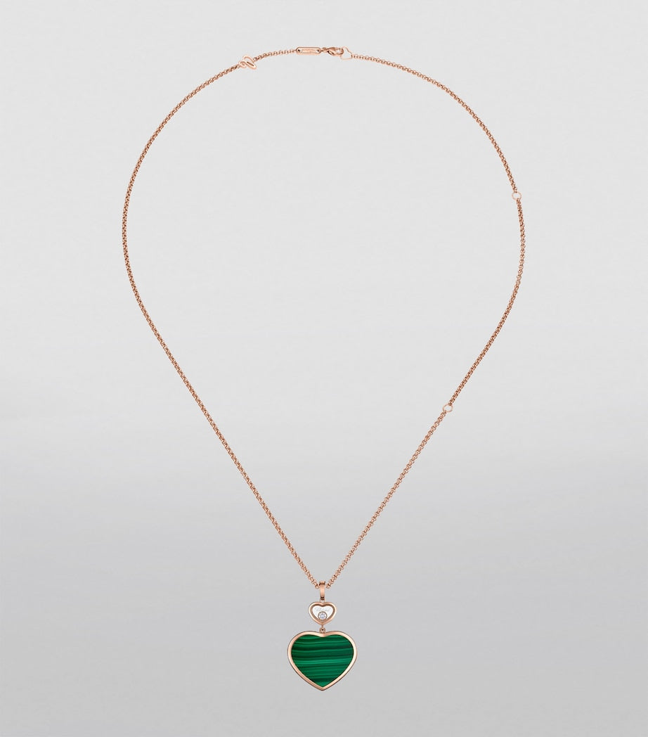 Chopard Happy Hearts rose gold malachite pendant necklace, imported from the UK