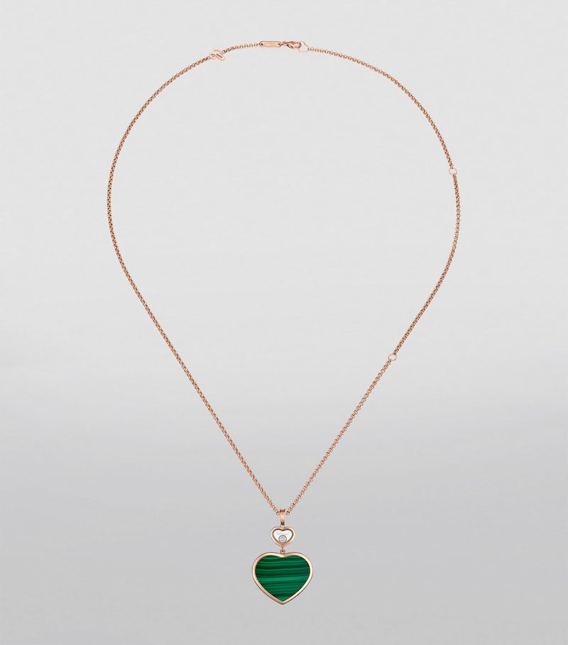 Chopard Happy Hearts rose gold malachite pendant necklace, imported from the UK