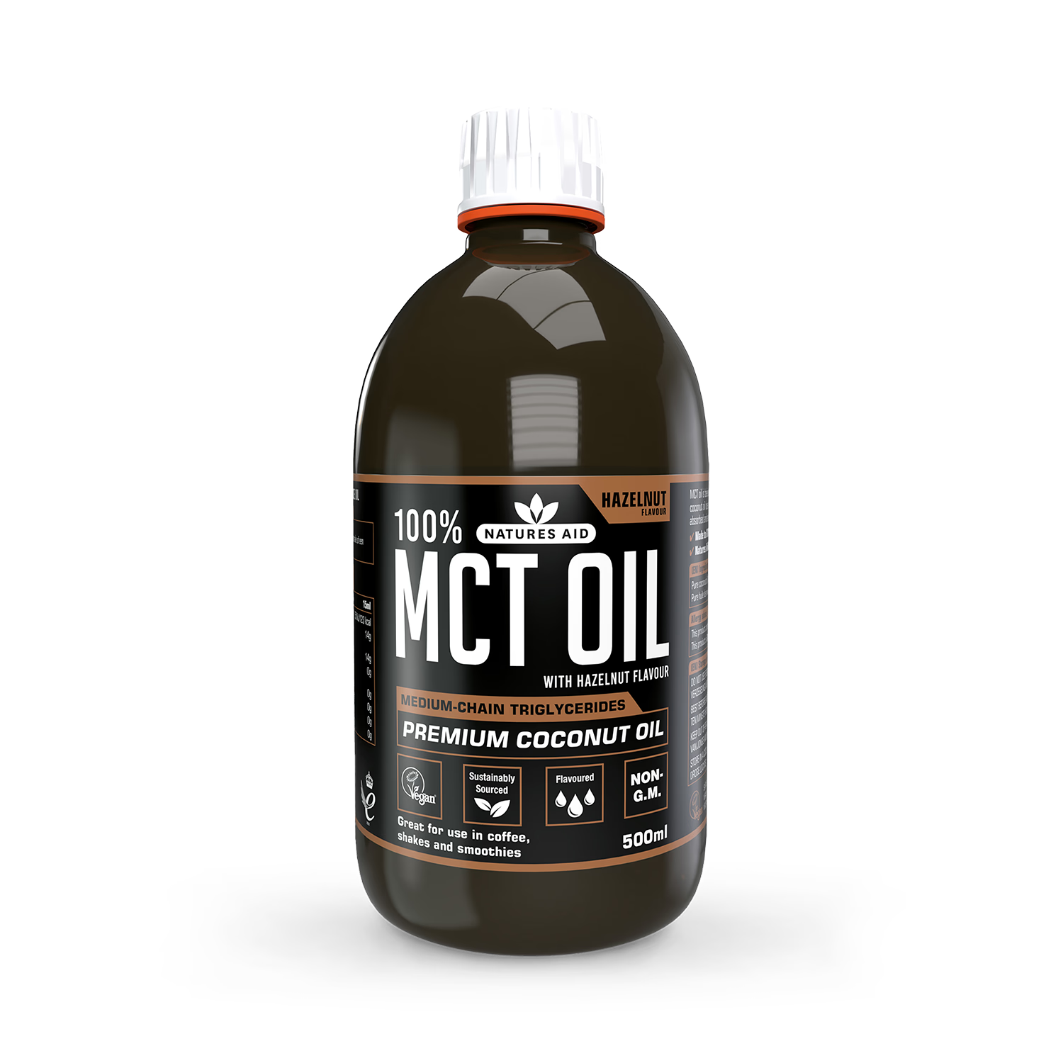 Natures Aid MCT Oil Hazelnut Flavour 500ml, UK version
