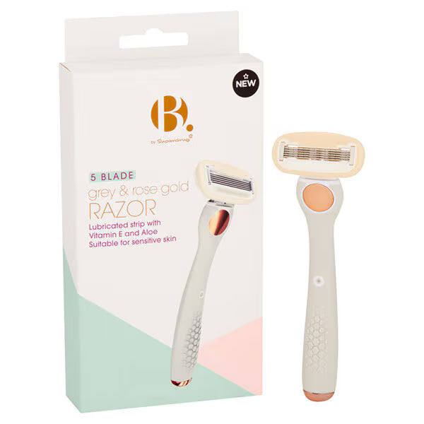 B. 5 Blade Rose Gold and Grey Razor - British product