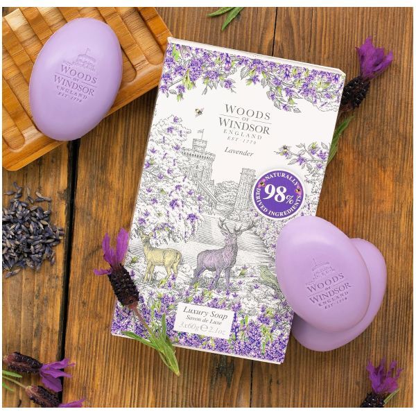 Woods of Windsor lavender soap bars 3 x 60g (British brand)