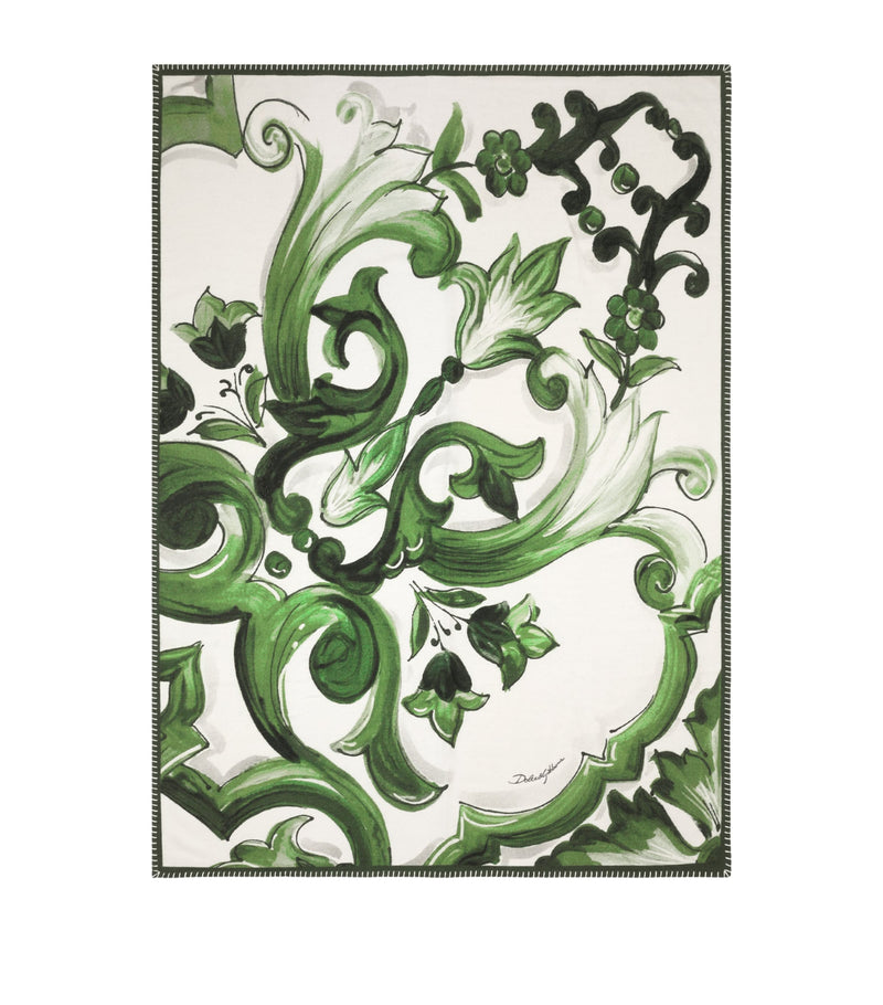 Dolce&Gabbana Casa wool-silk Majolica print throw 140cm x 180cm - British product