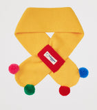 Miki House winter wool-blend pom-pom scarf, imported from the UK
