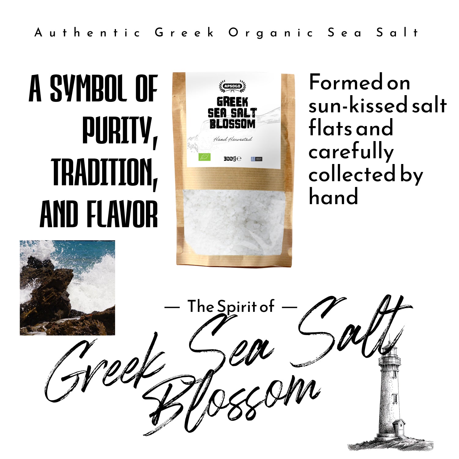 APSOGO sea salt blossom 300g (British brand)