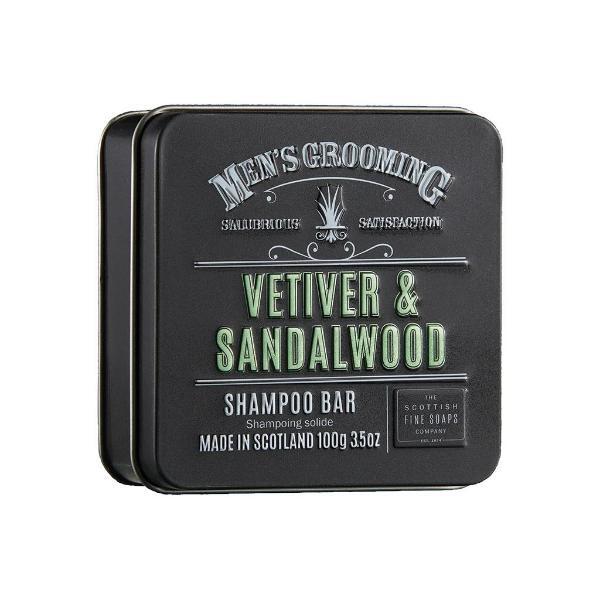 Scottish Fine Soaps Vetiver & Sandalwood men's shampoo bar 100g, UK version