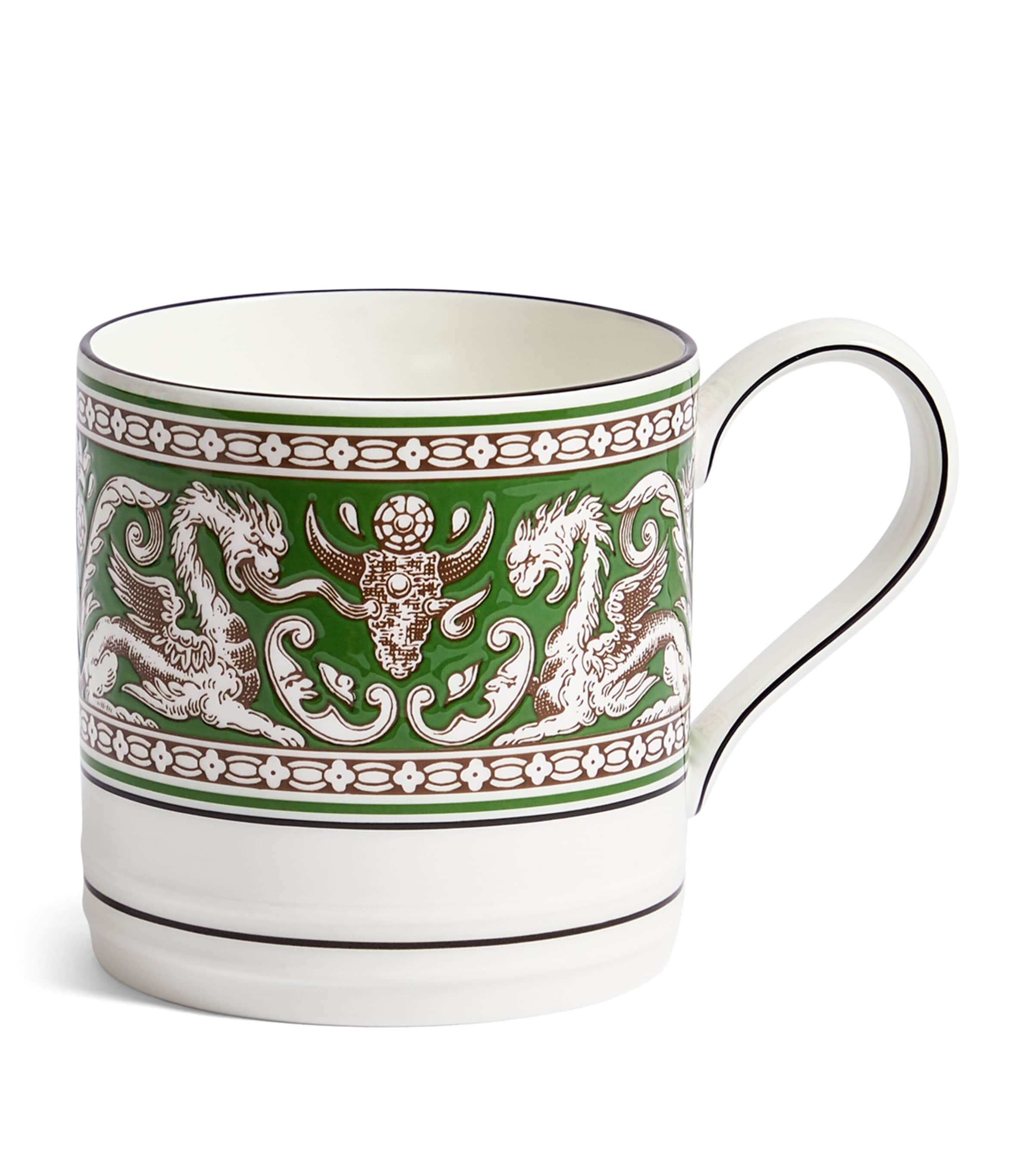 Wedgwood Florentine Verde bone china mug (British brand)