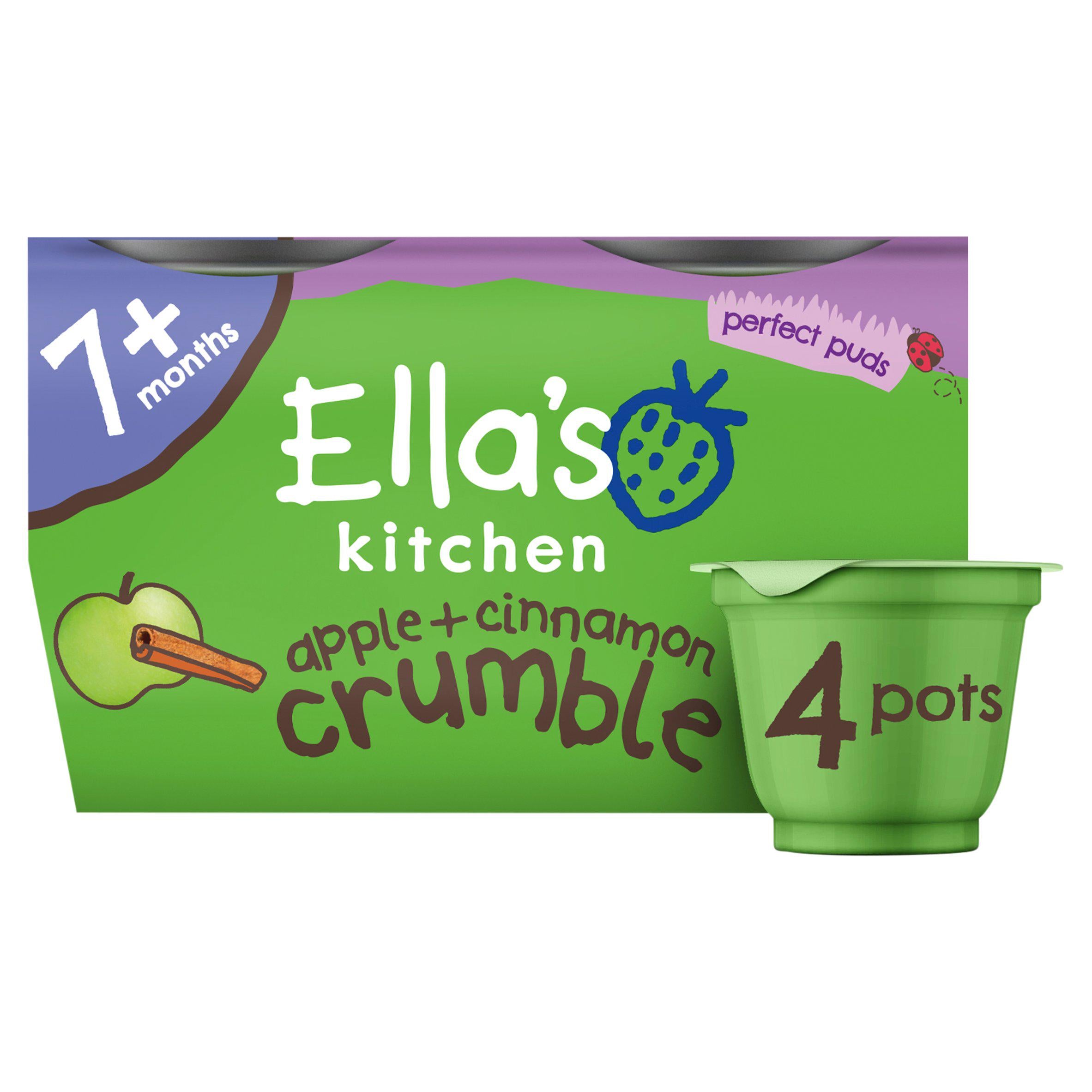 Ella's Kitchen Apple & Cinnamon Crumble Pudding 7 Months+ 4x80g GOODS Sainsburys   