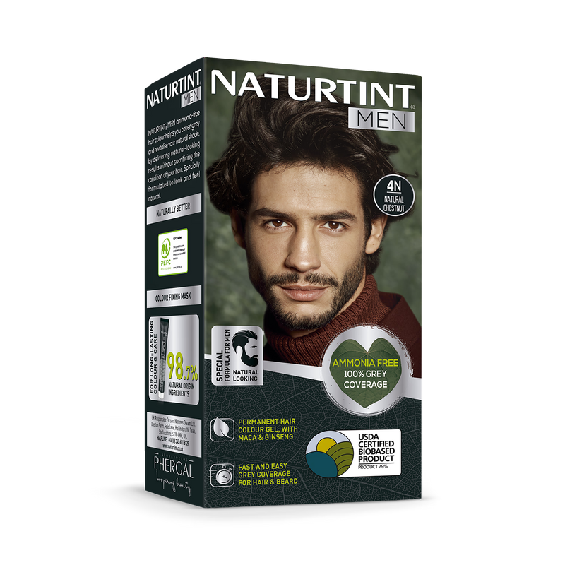 Naturtint Men hair colour gel 4N Natural Chestnut, imported from the UK