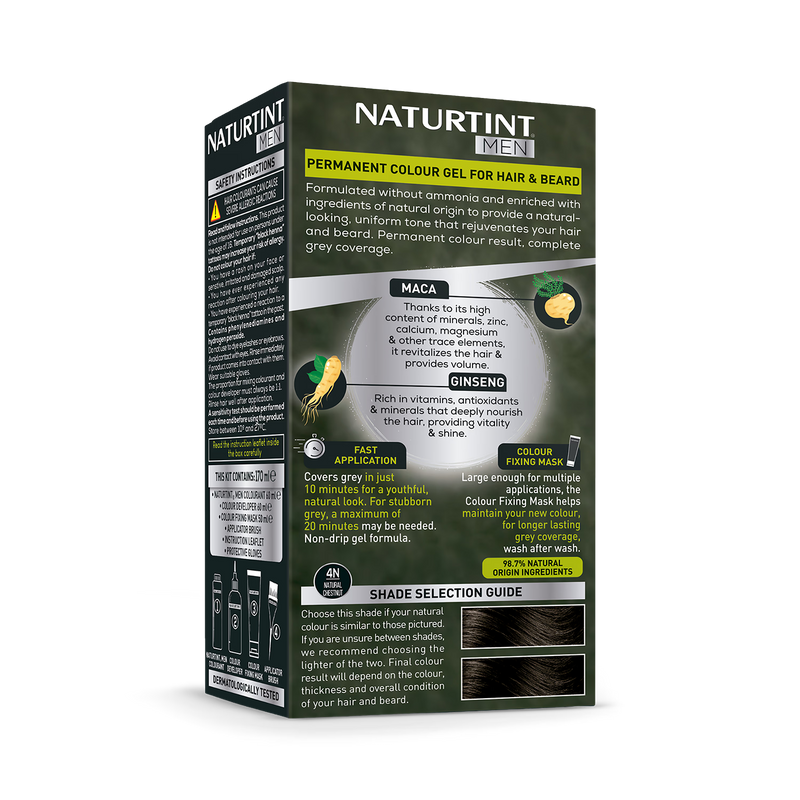 Naturtint Men hair colour gel 4N Natural Chestnut, imported from the UK