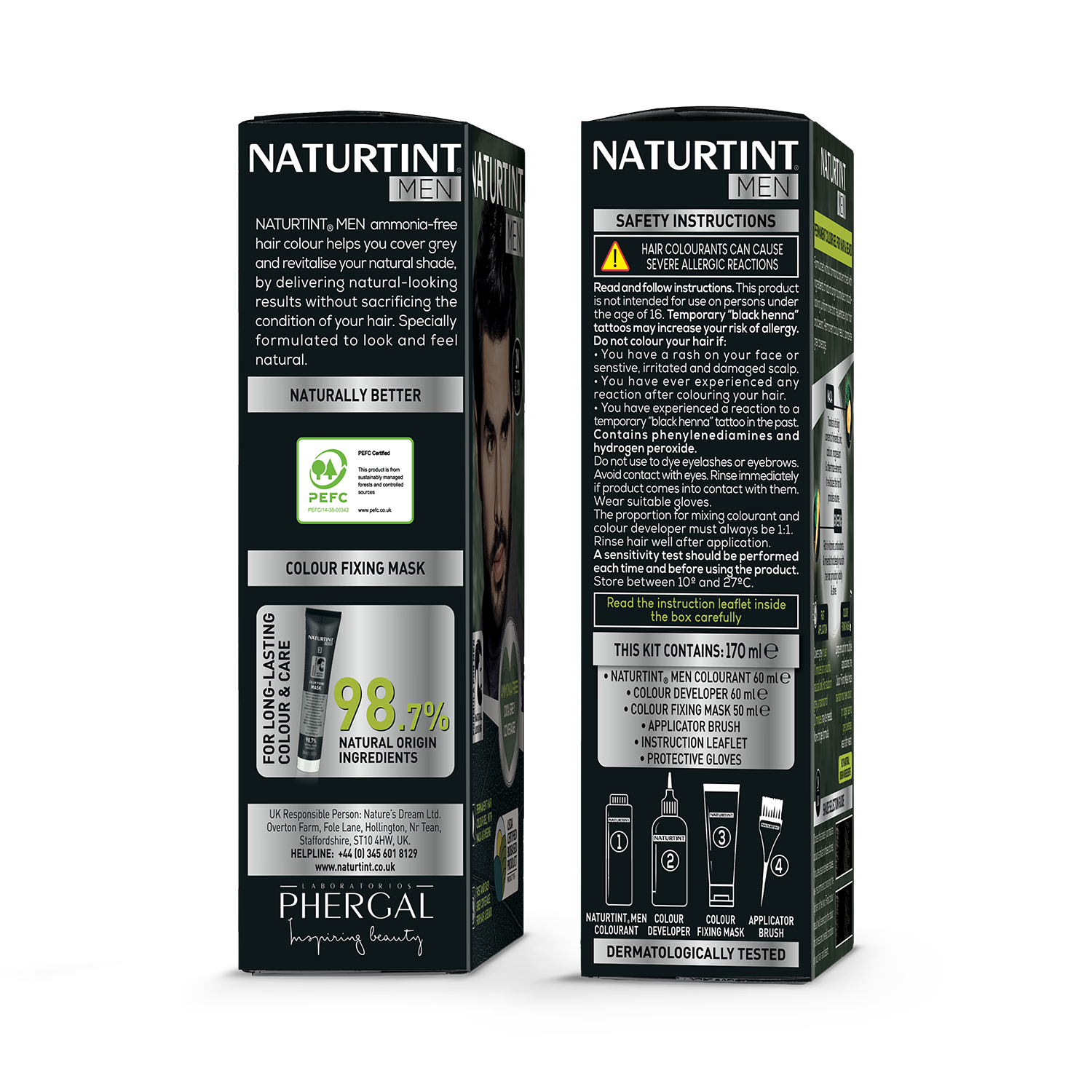 Naturtint Men hair colour gel 4N Natural Chestnut, imported from the UK