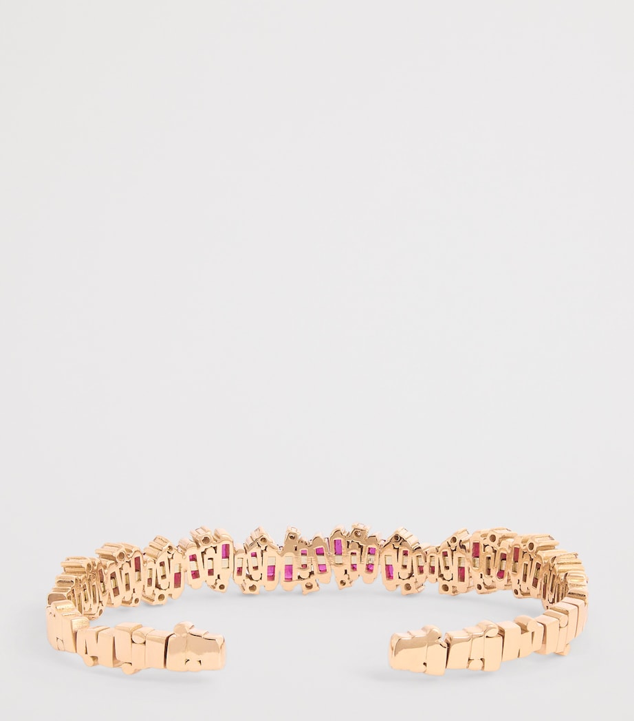 Suzanne Kalan rose gold diamond and ruby shimmer bangle (British brand)