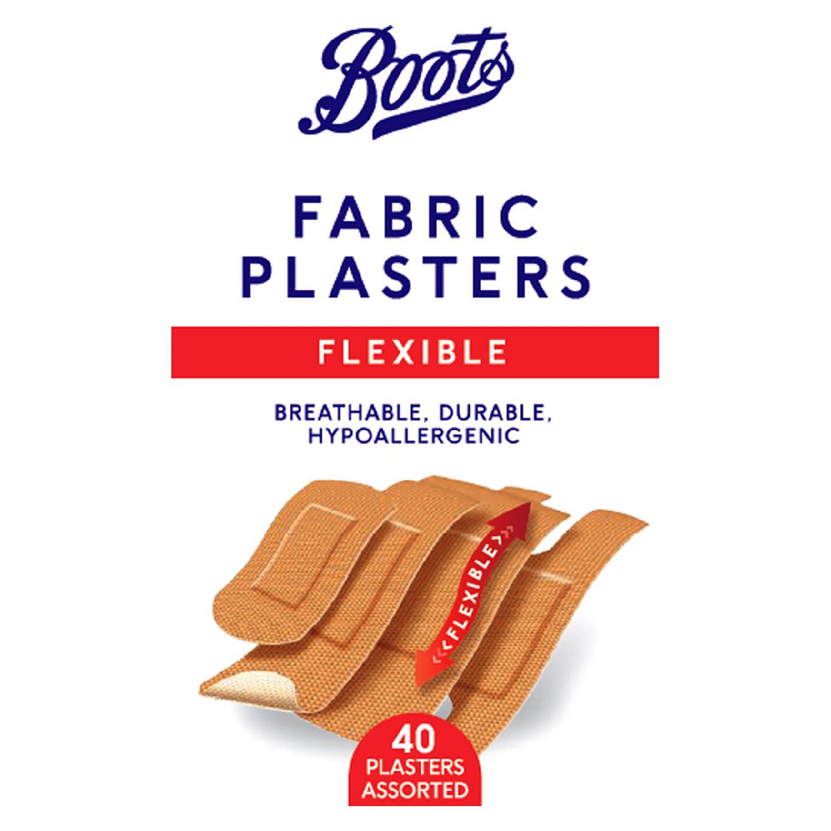 Boots Flexible Fabric Plasters - 40 Pack First Aid Boots   