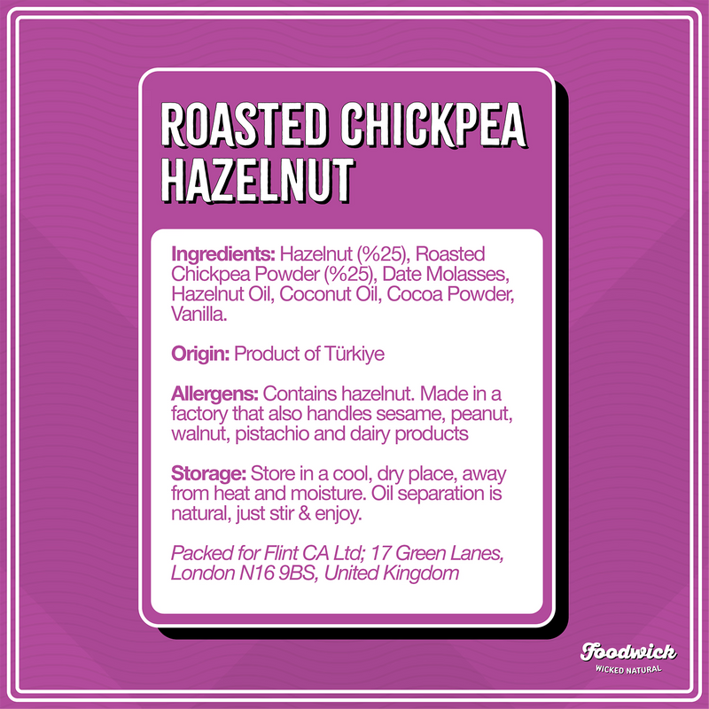 Chickpea hazelnut spread, imported from the UK
