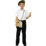Smiffys evacuee costume kit brown with hat bag ration book - British product