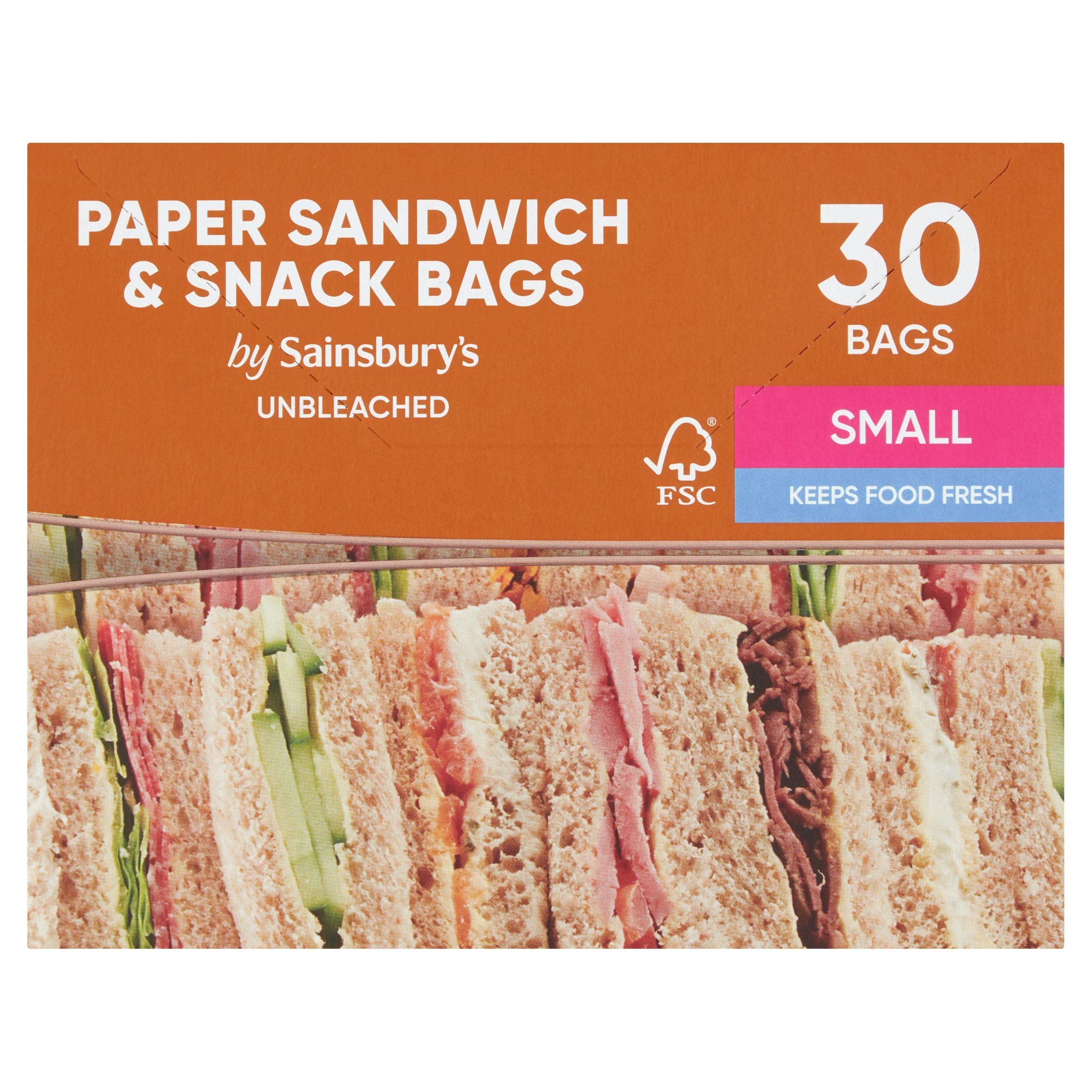 Sainsbury's Paper Sandwich & Snack Bags Small x30 GOODS Sainsburys   