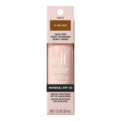 Superdrug E.L.F. Halo Glow Skin Tint Foundation 12 Tan Cool SPF 50 - Kjøp online hos McGrocer