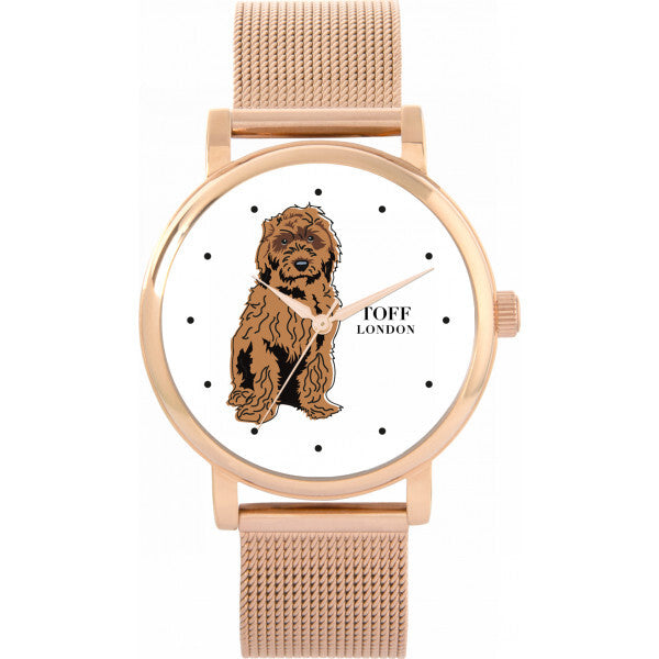 Toff London women's white dial brown cockapoo watch, UK version