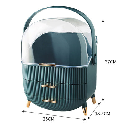 Boîte organisatrice de maquillage verte Livingandhome 25cm de largeur