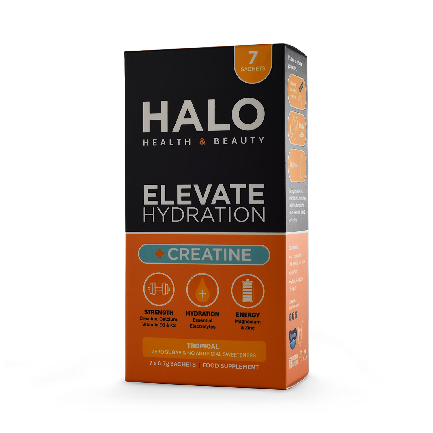 Halo Elevate hydration creatine tropical sachets 7 pack, UK version