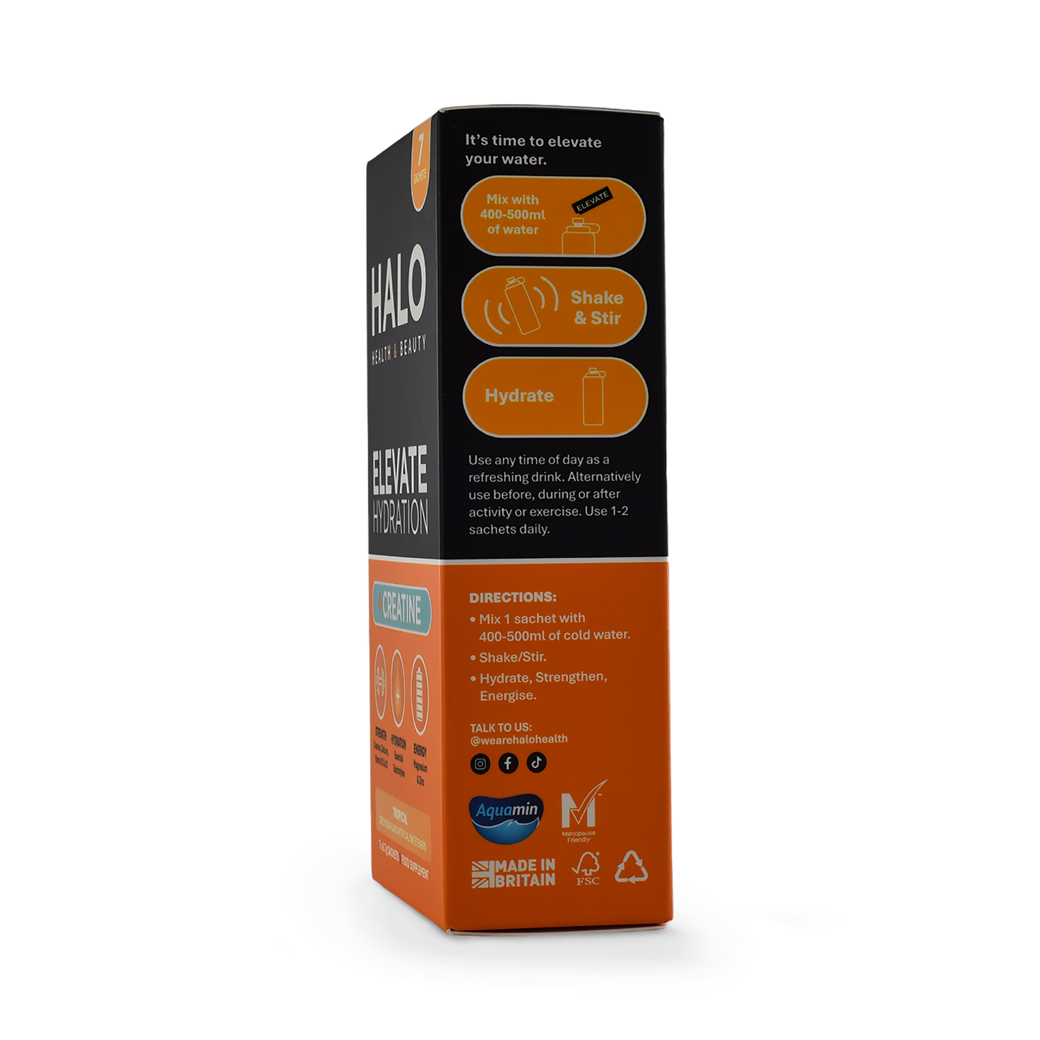 Halo Elevate hydration creatine tropical sachets 7 pack, UK version