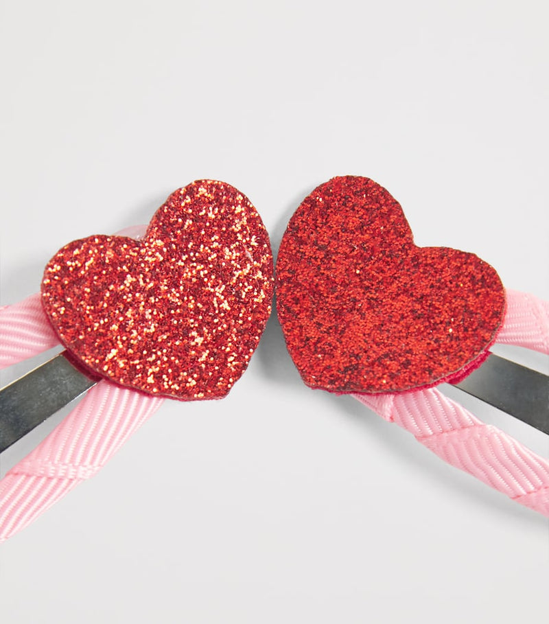 Rockahula love heart glitter hair clips, imported from the UK