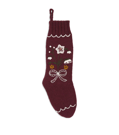 Harrods Shirley Bredal Wool Holiday Hellebore Christmas Stocking 55cm x 27cm- Buy online at McGrocer