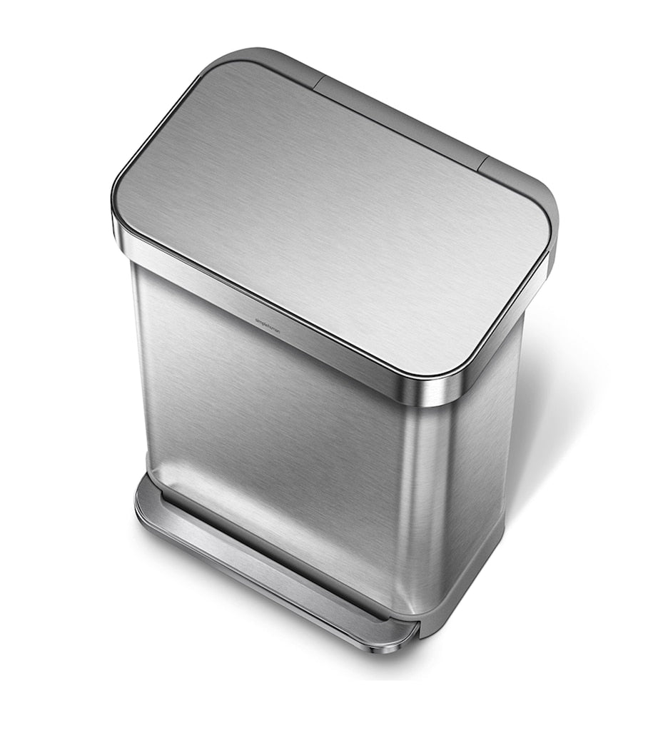 Simplehuman rectangular brushed steel pedal bin 55L - British product