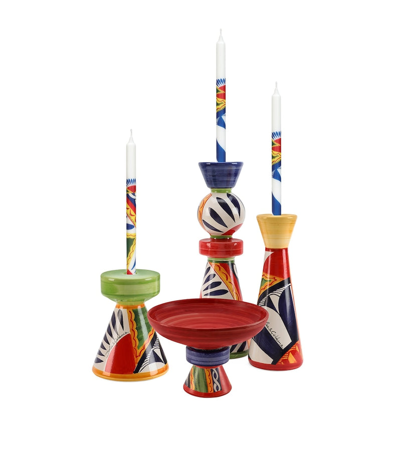 Dolce&Gabbana Casa ceramic candle holder foulard print large - British product