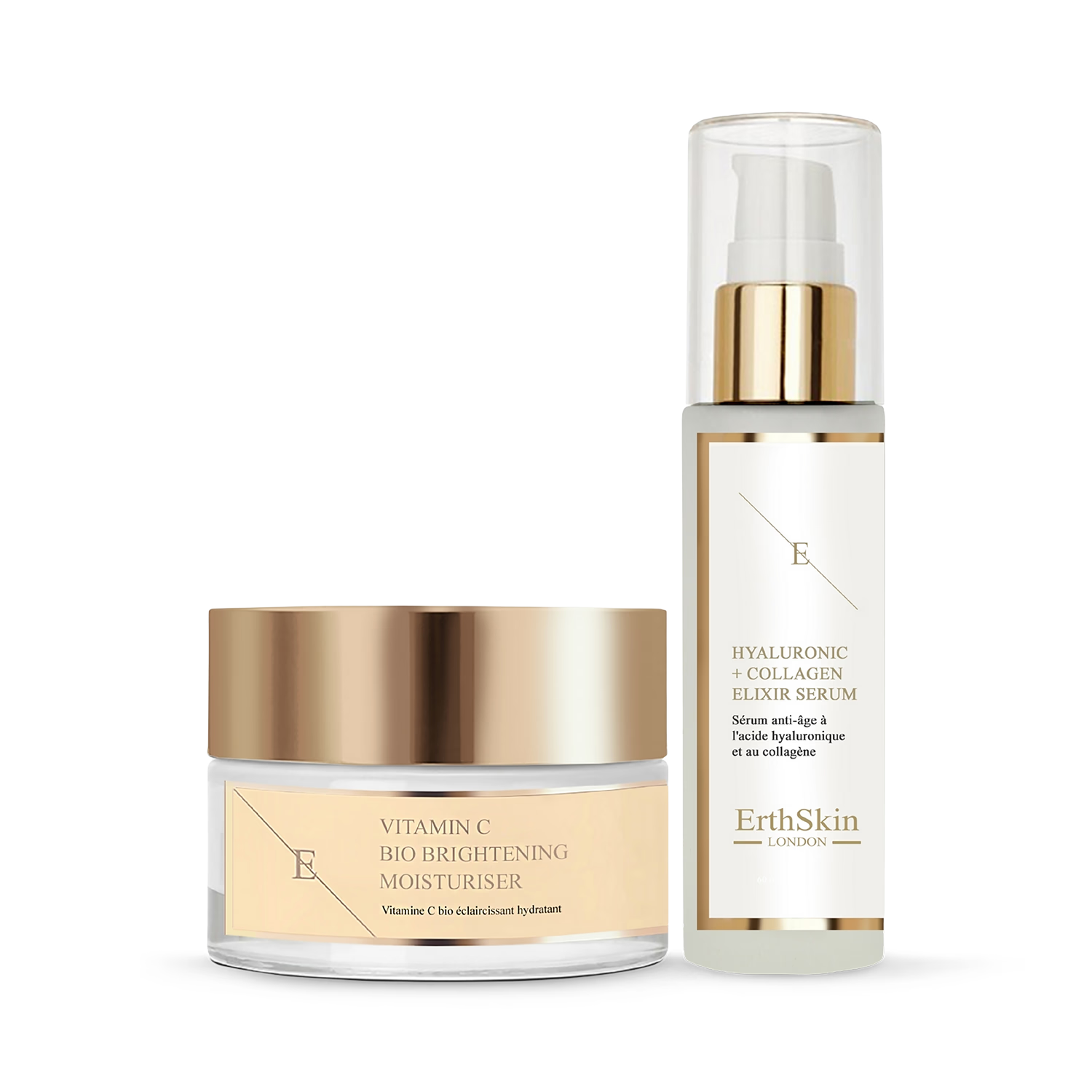Erth Skin London Vitamin C brightening moisturiser and serum duo, imported from the UK