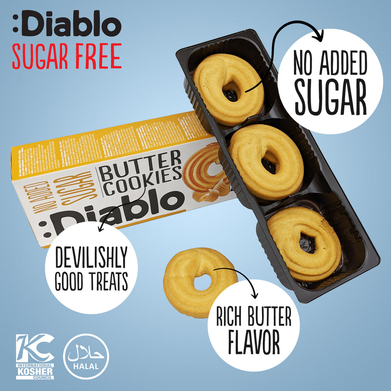 Diablo no added sugar butter cookies 135g pack (British brand)