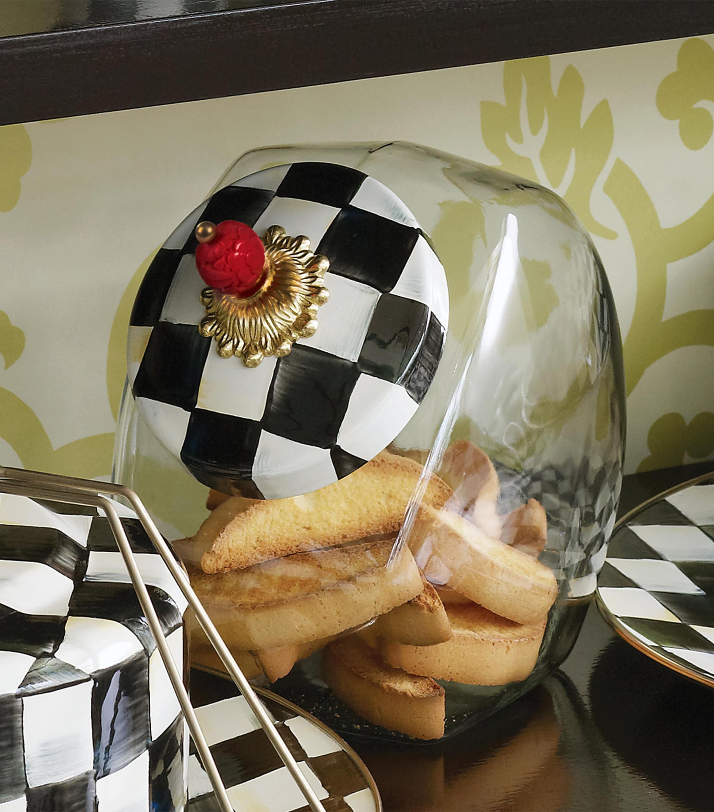 MacKenzie-Childs Courtly Check cookie jar, imported from the UK