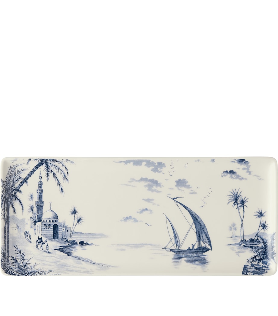 Gien ceramic platter 15.5cm x 36cm blue-and-white transferware (British brand)