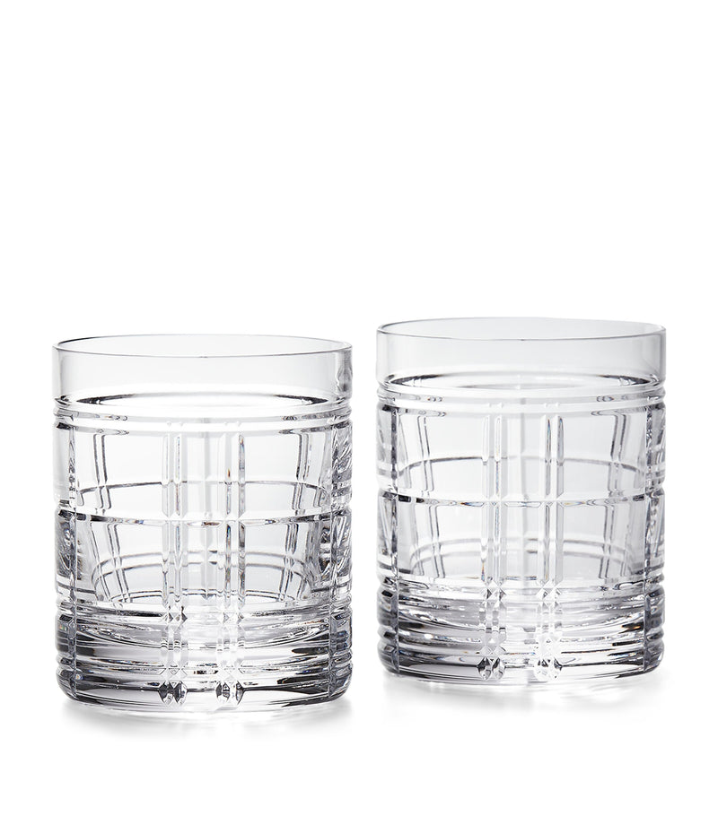Ralph Lauren Hudson Plaid old-fashioned glasses set of two, imported from the UK