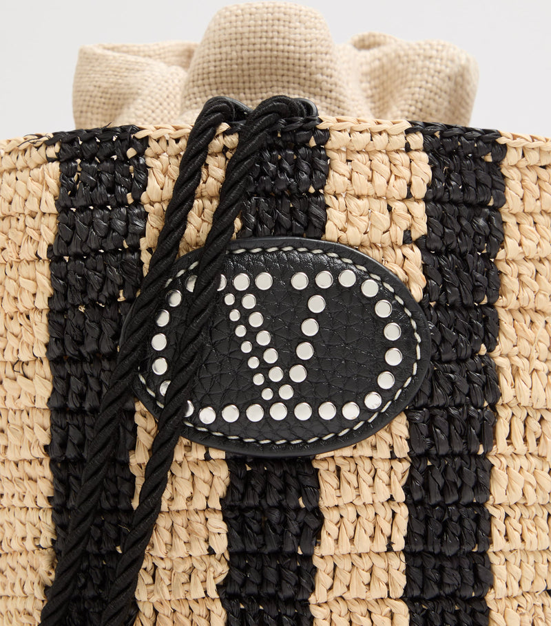 Valentino Garavani small raffia bucket bag (British brand)