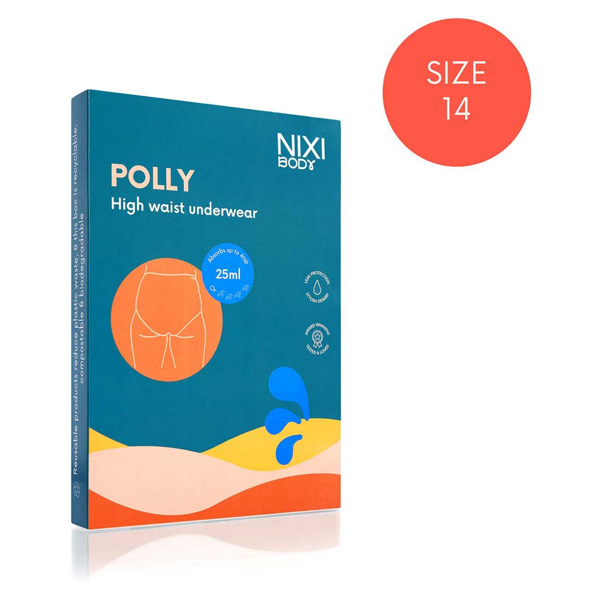 NIXI Body Polly Black 14 High Waist Leakproof Knickers