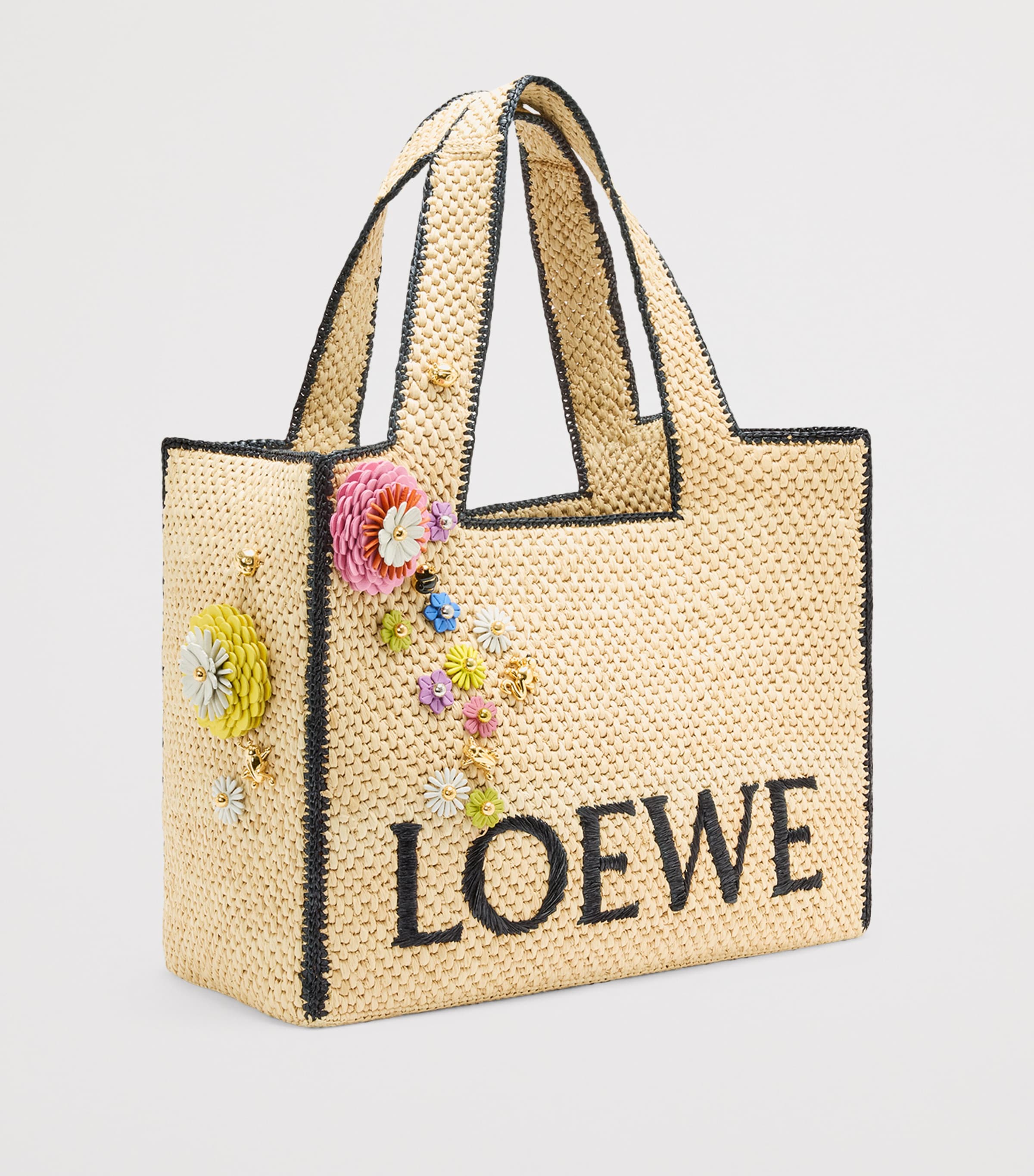 LOEWE leather-trim flower pin H1cm W2.5cm, imported from the UK
