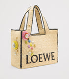 LOEWE leather-trim flower pin H1cm W2.5cm, imported from the UK