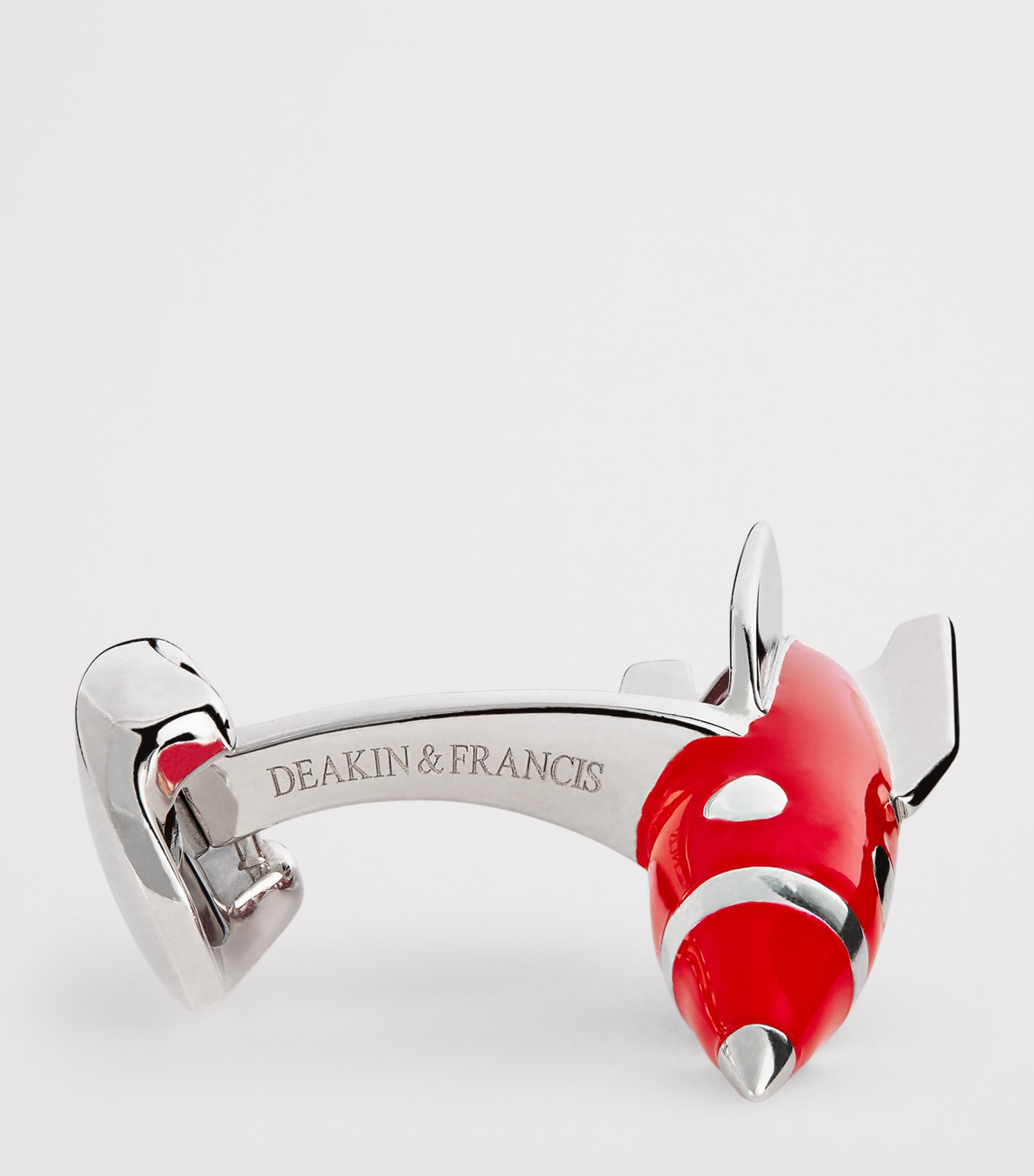 Deakin & Francis sterling silver enamel rocket cufflinks, imported from the UK