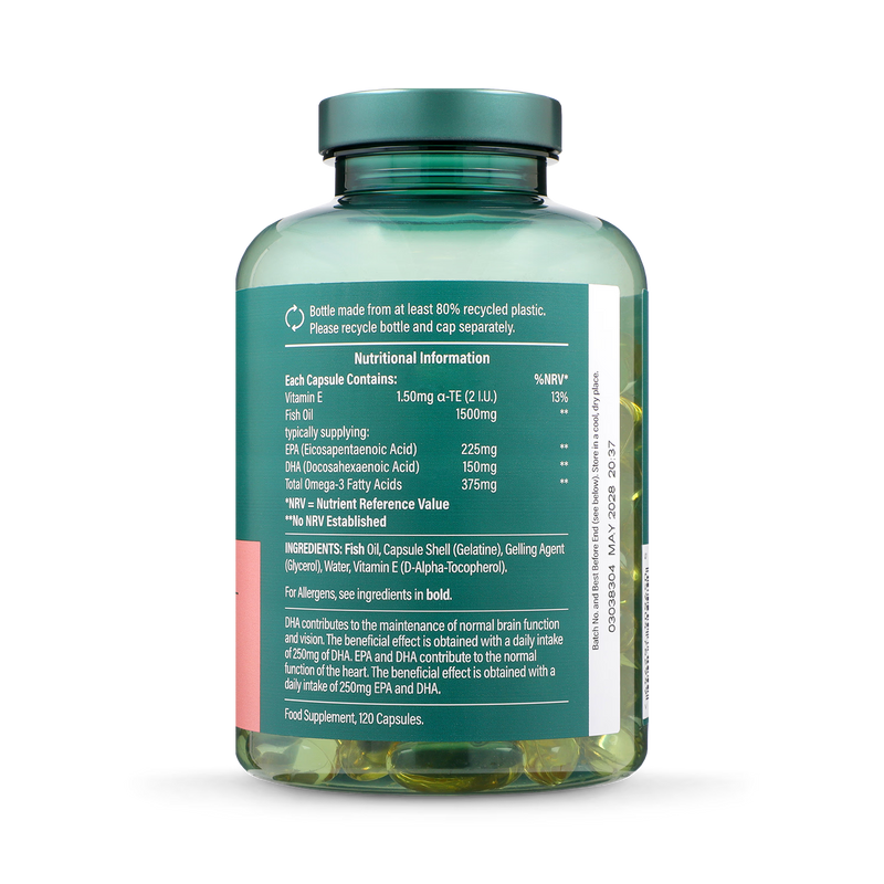 Holland & Barrett Omega 3 1500mg 120 capsules, UK version