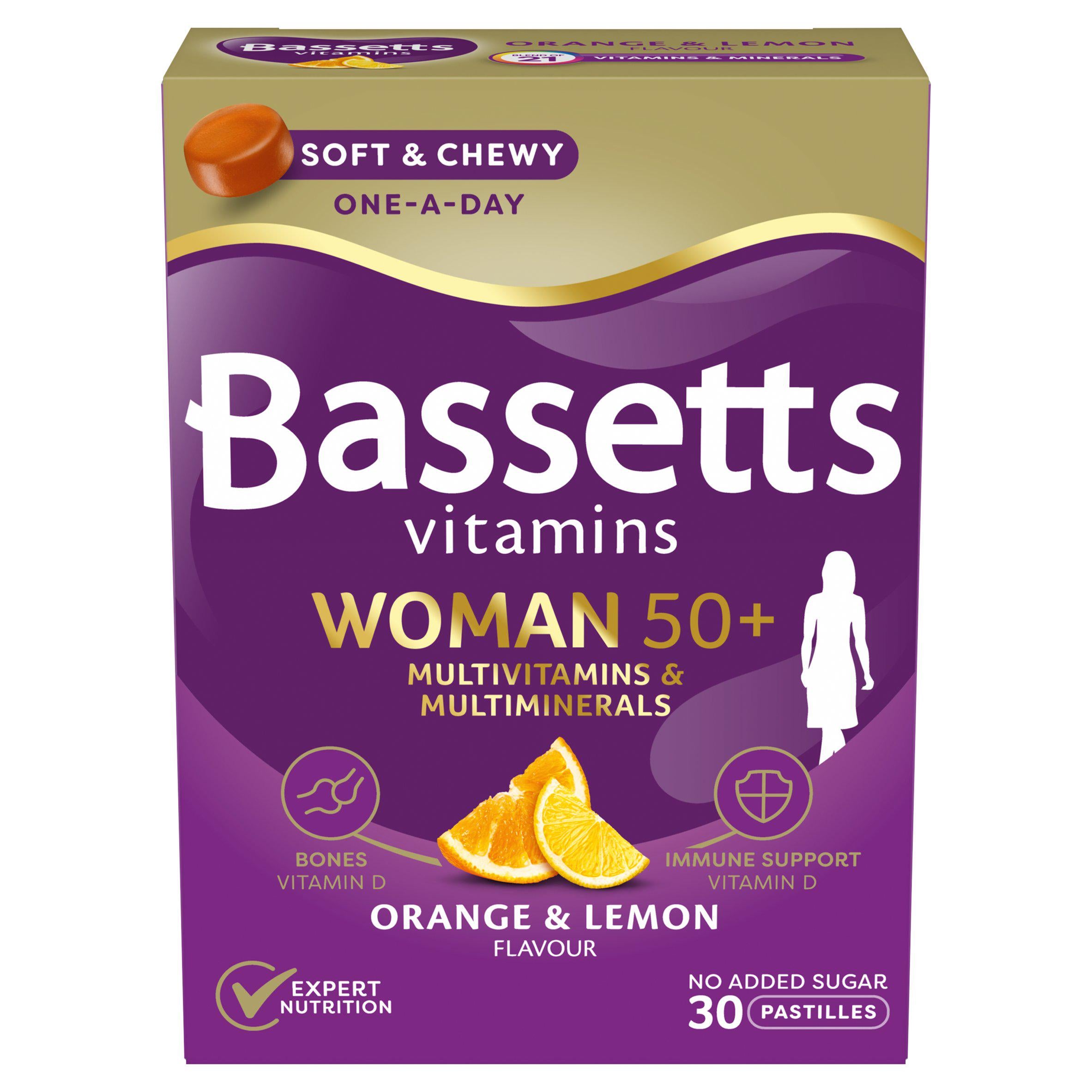 Bassetts Vitamins Woman 50+ Multivitamins & Multiminerals Orange & Lemon Flavour Pastilles x30 GOODS Sainsburys   