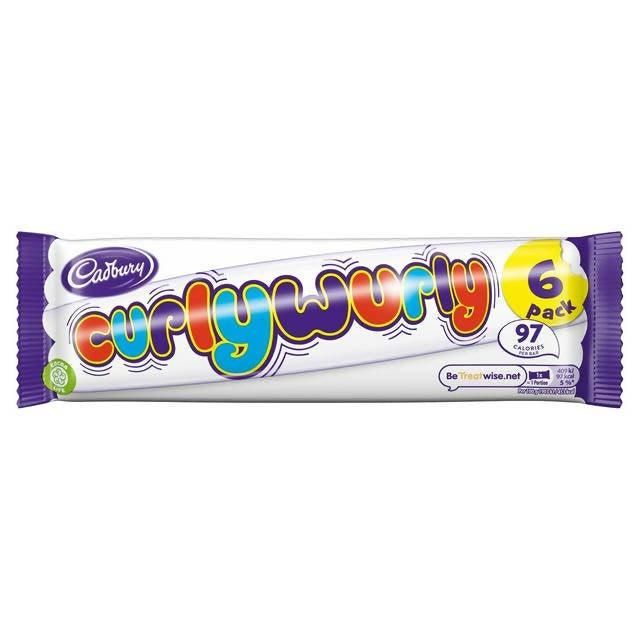 Cadbury Curly Wurly Chocolate Bar Multipack 6pk 129g