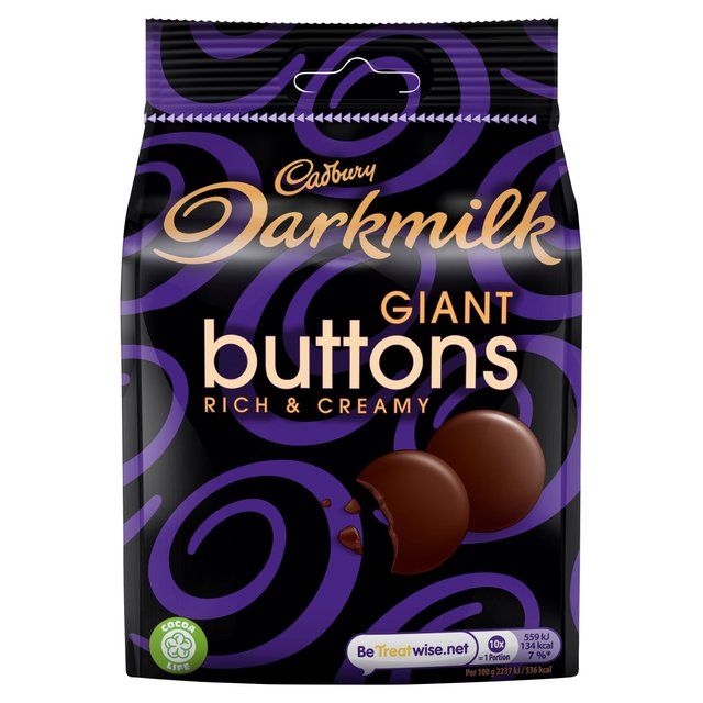 Cadbury Darkmilk Giant Buttons Chocolate Bag   105g