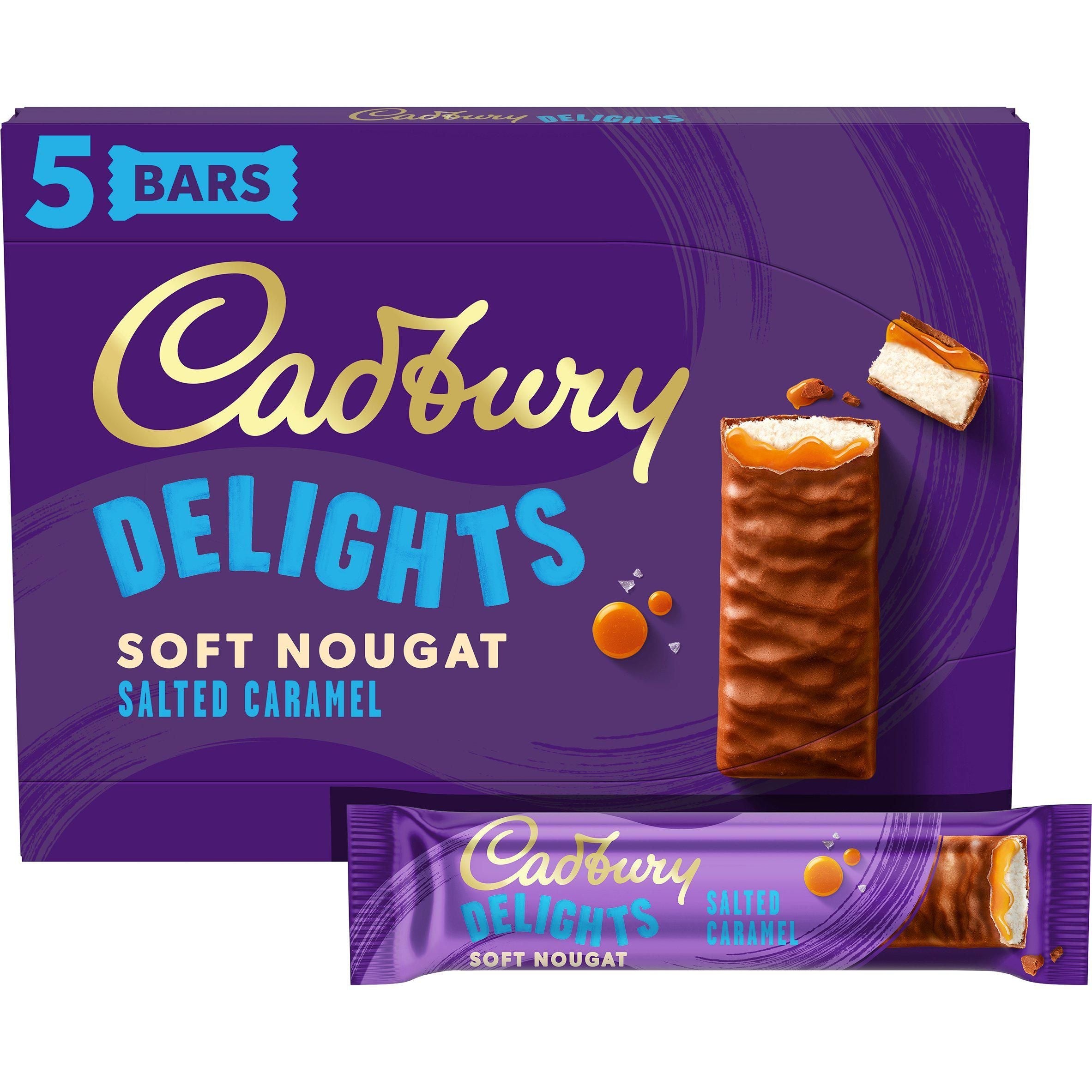 Cadbury Delights Salted Caramel Chocolate Nougat Bar Pack x5 110g