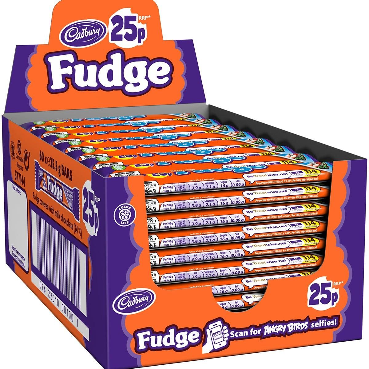 Cadbury Fudge Chocolate Bar, 60 x 25.5g Bars