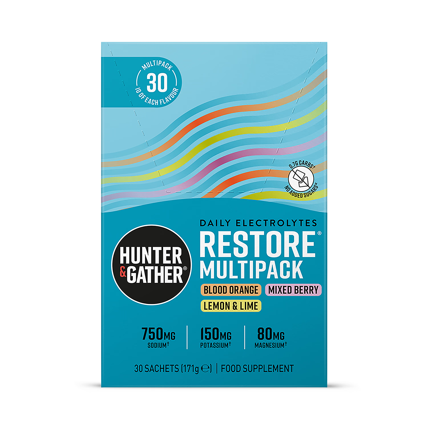 Hunter & Gather electrolyte powder variety pack 30 sachets - British product